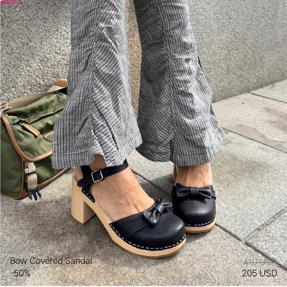 Anthropologie Swedish Hasbeens NWT Bow Covered Sandal  clog Best Style🌈🌸 - Picture 5 of 14